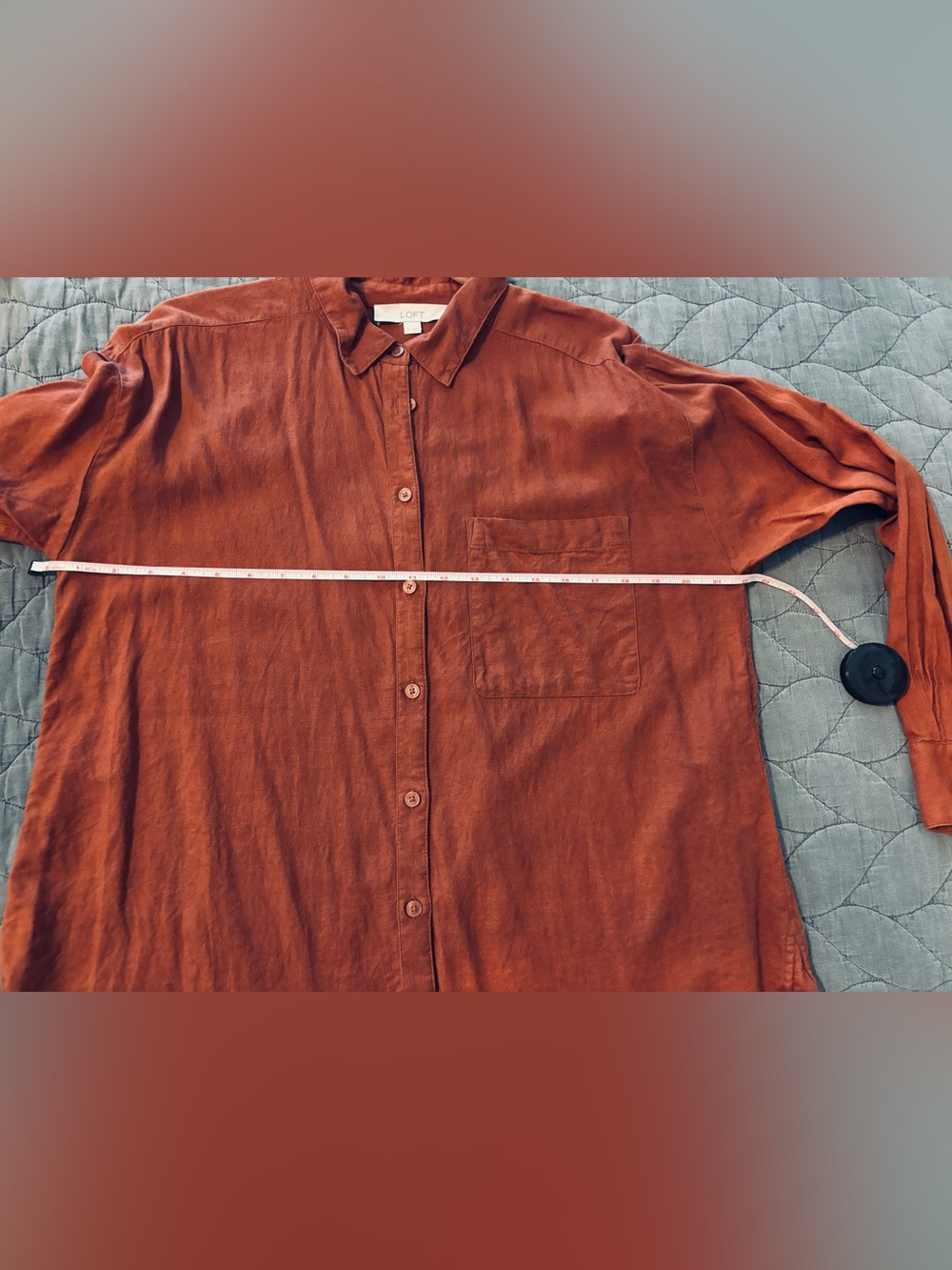 LOFT Linen Everyday Oversized Pocket Shirt - Intense Copper - Picture 6 of 9